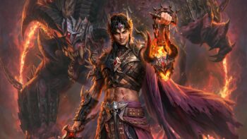 El Conjurador de Diablo Immortal invoca demonios en la región de Lut Gholein con llamas infernales
