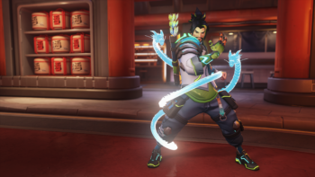 YOASOBI llega a Overwatch 2 el 30 de junio con 6 skins legendarias Hanzo con skin YOASOBI Estrella dracónica en Overwatch 2, colores fluorescentes y kanjis luminosos