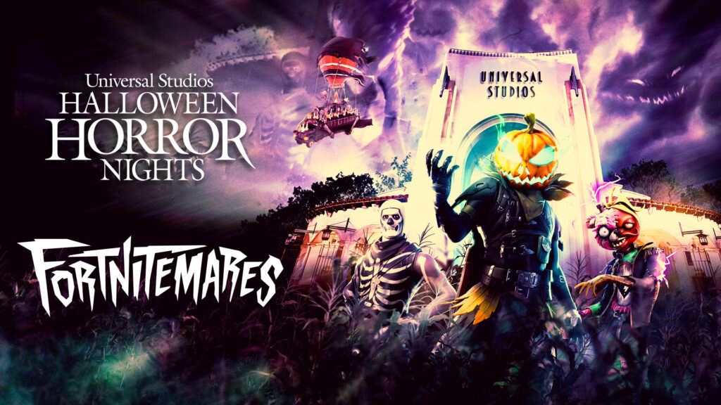 Zona de miedo Fortnitemares en Halloween Horror Nights 2026 con el Autobús de Batalla en Freaky Fields
