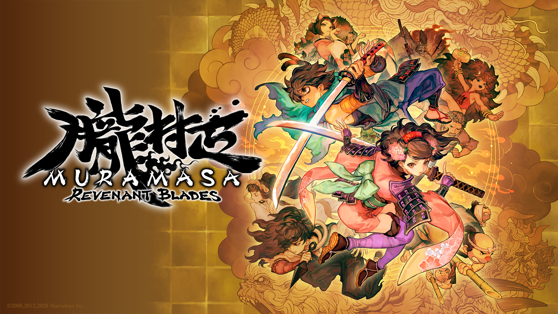 Muramasa: Revenant Blades key art con los seis personajes jugables de Vanillaware
